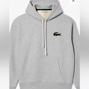 NWT LACOSTE LARGE CROCODILE GRAY HOODIE LOOSE FIT SZ L SZ 5
